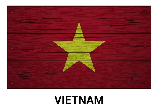 Bandera de madera Vietnam — Vector de stock