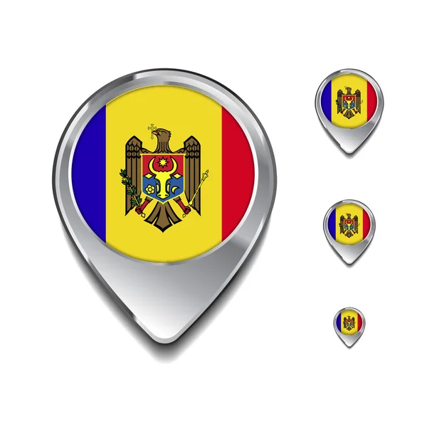 Moldaviens flagga karta pins — Stock vektor