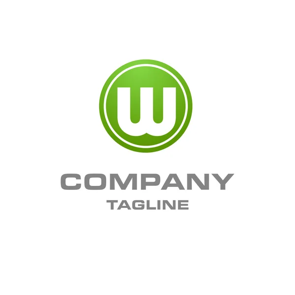 Lettera w logo, creativo simbolo verde — Vettoriale Stock