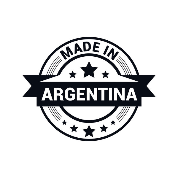 Made in Argentina. Round rubber stamp design