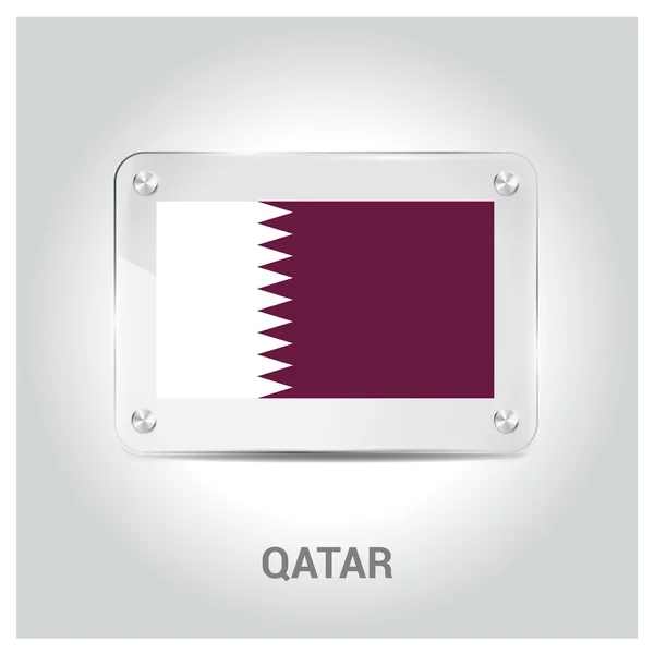 Qatar lastra di vetro bandiera — Vettoriale Stock