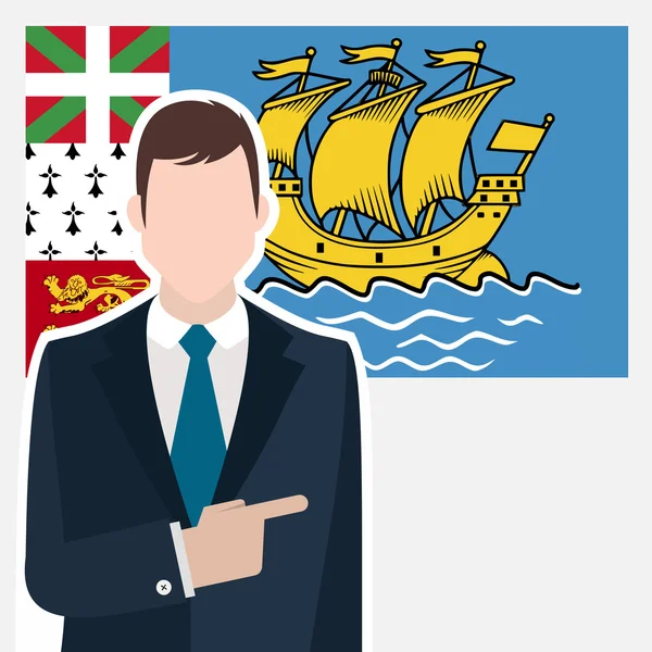 Homme d'affaires avec drapeau Saint-Pierre-et-Miquelon — Image vectorielle