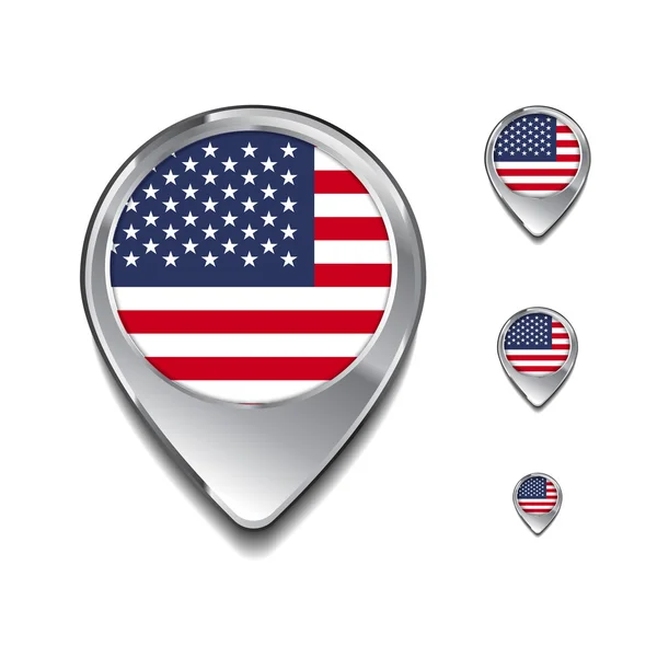 Pinos do mapa da bandeira dos EUA —  Vetores de Stock