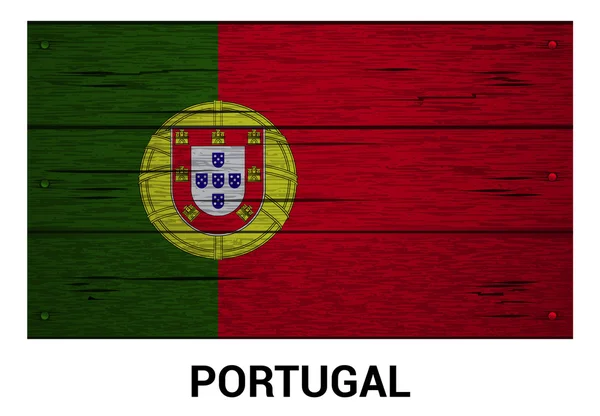 Bandera de Portugal sobre fondo de textura de madera - ilustración vectorial — Vector de stock