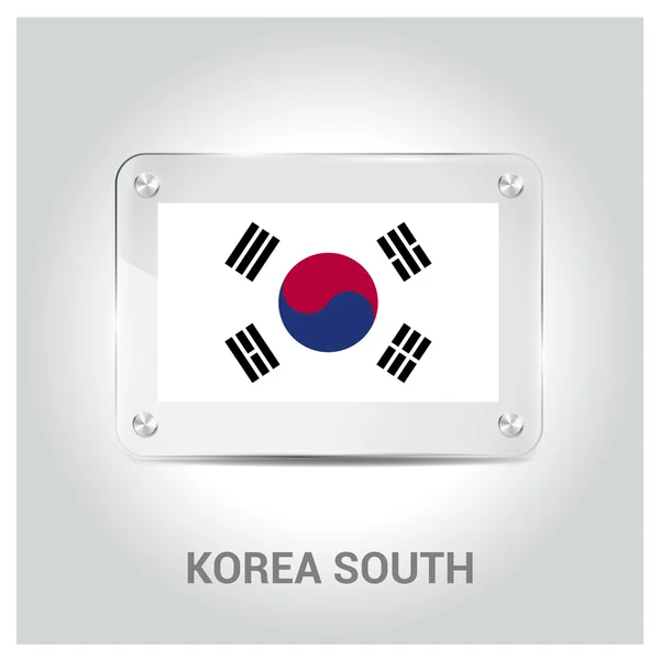 Güney Kore bayrağı cam levha — Stok Vektör
