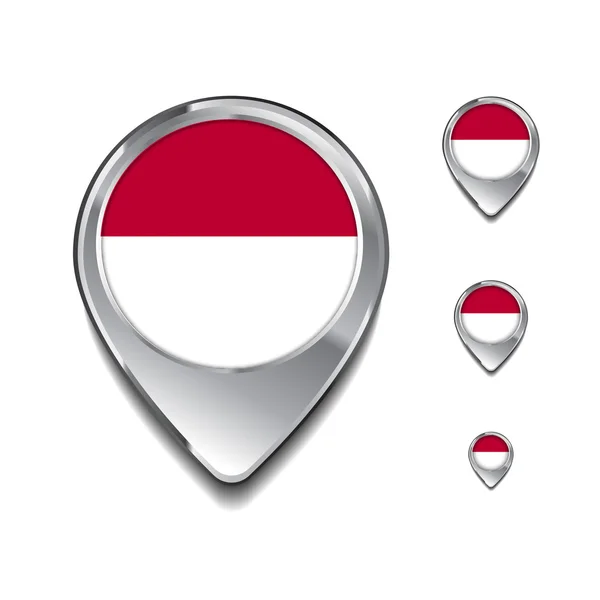 Pin peta bendera Indonesia - Stok Vektor