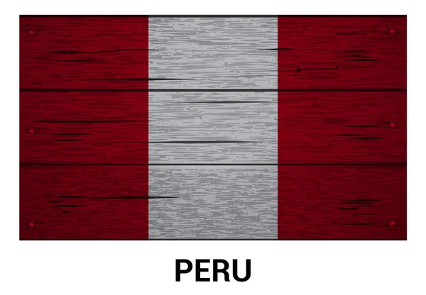 Bandera de madera Perú — Vector de stock