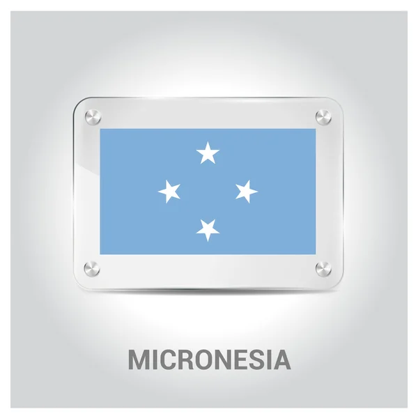 Placa de vidrio con bandera de Micronesia — Archivo Imágenes Vectoriales