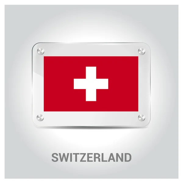Vlag van Zwitserland glasplaat — Stockvector
