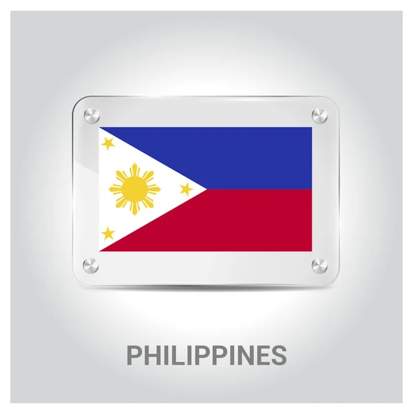 Filippinerna flagga glasplatta — Stock vektor
