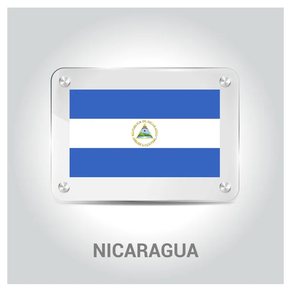 Bandera de Nicaragua placa de vidrio — Archivo Imágenes Vectoriales