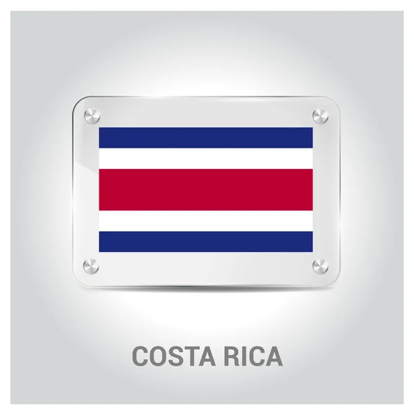 Bandera de Costa Rica placa de vidrio — Vector de stock