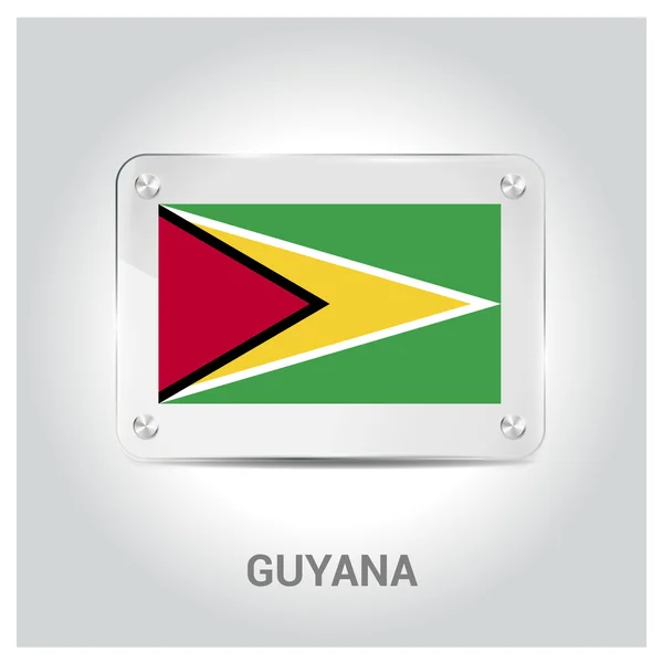 Bandeira da Guiana placa de vidro —  Vetores de Stock