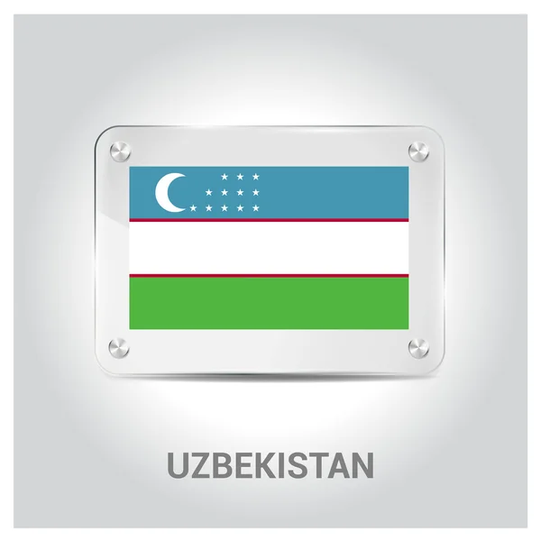 Uzbekistan flag glass plate — Stock Vector