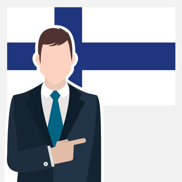 Geschäftsmann mit finnischer Flagge — Stockvektor