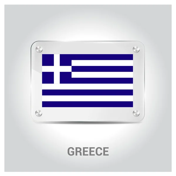 Yunanistan bayrağı cam levha — Stok Vektör