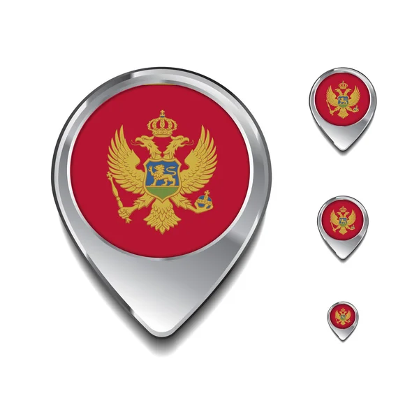 Montenegro flag map pins — Stock Vector