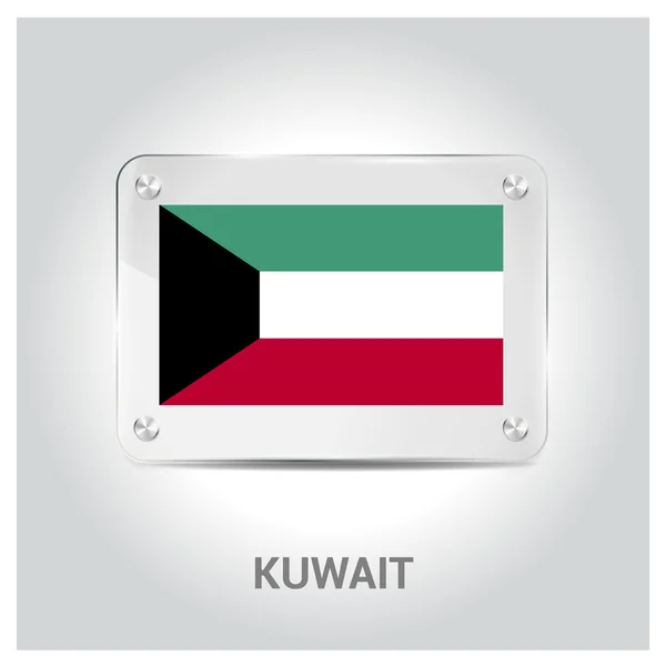 Placa de vidrio bandera de Kuwait — Vector de stock