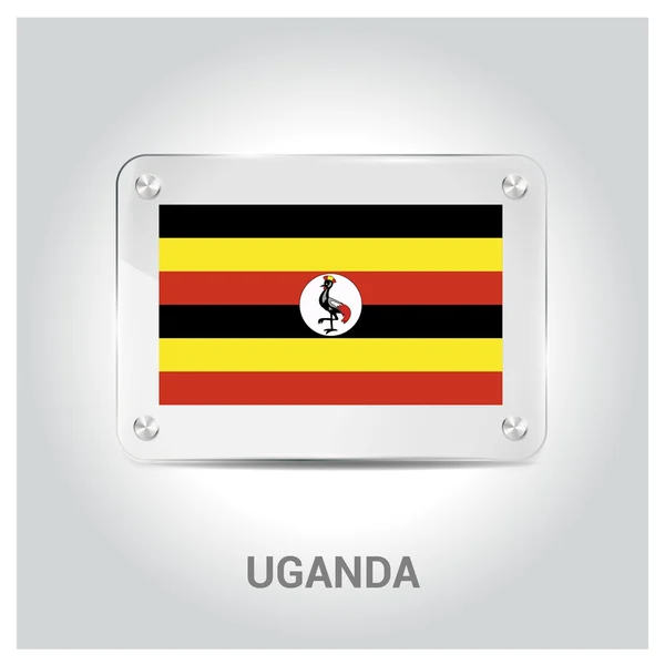 Uganda flag glass plate — Stock Vector