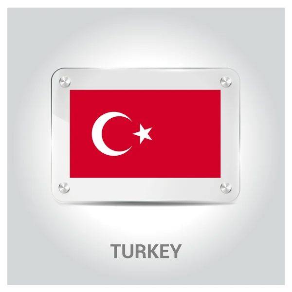 Vlag van Turkije glasplaat — Stockvector