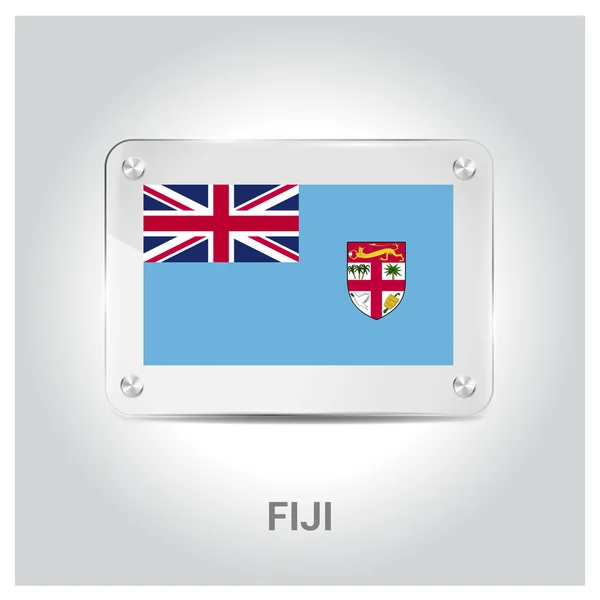 Bandera de Fiji placa de vidrio — Vector de stock