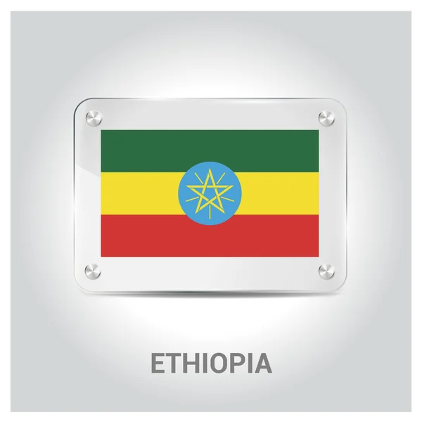 Placa de vidrio bandera de Etiopía — Archivo Imágenes Vectoriales