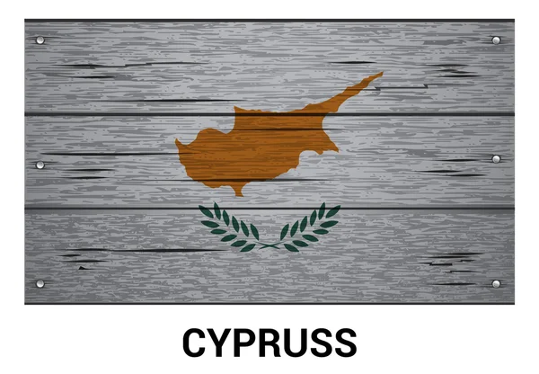 Ahşap doku arka plan Kıbrıs bayrağı — Stok Vektör