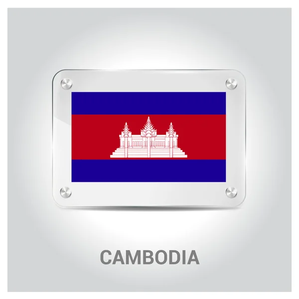 Bandeira Camboja placa de vidro —  Vetores de Stock