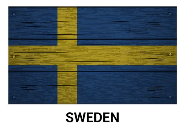 Sverige trä flagga — Stock vektor