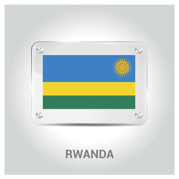 Plaque de verre drapeau Rwanda — Image vectorielle