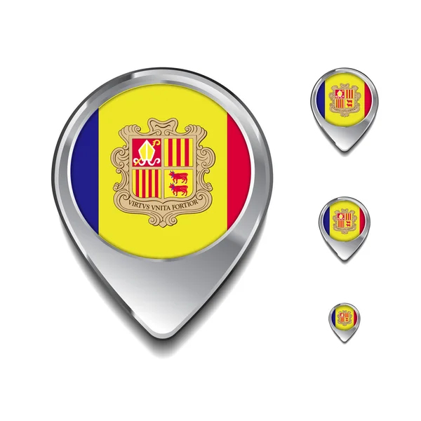 Andorra flagga karta pins — Stock vektor