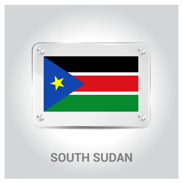 Jižní Súdán vlajky skleněná deska — Stockový vektor