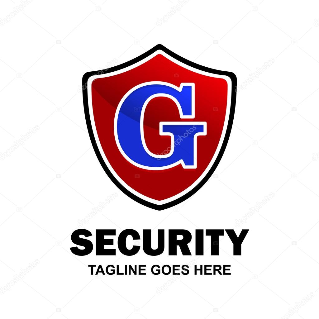 Red Security Logo G, Abstract secure shield logo design