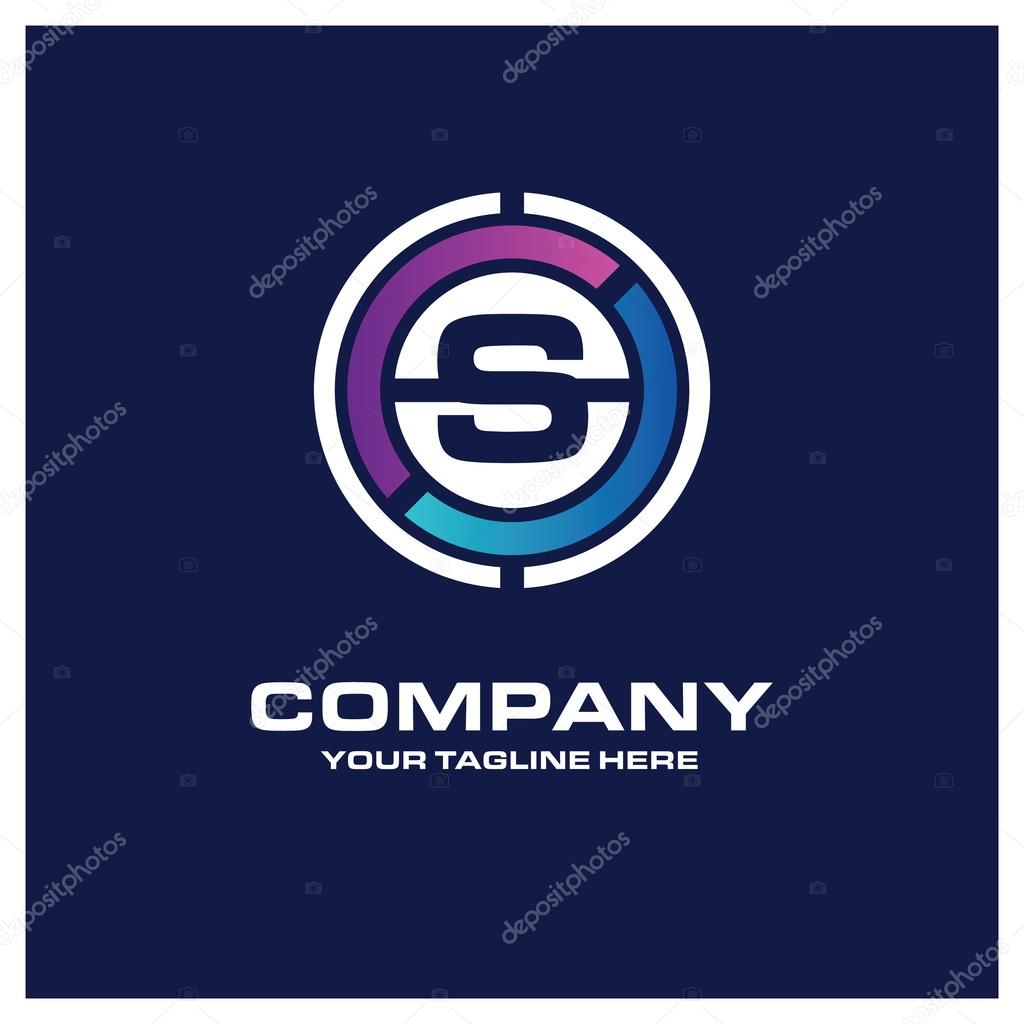 S Letter logo - Creative Circle Logo - Place for Company name and tag line . Business Icon - vector illustration