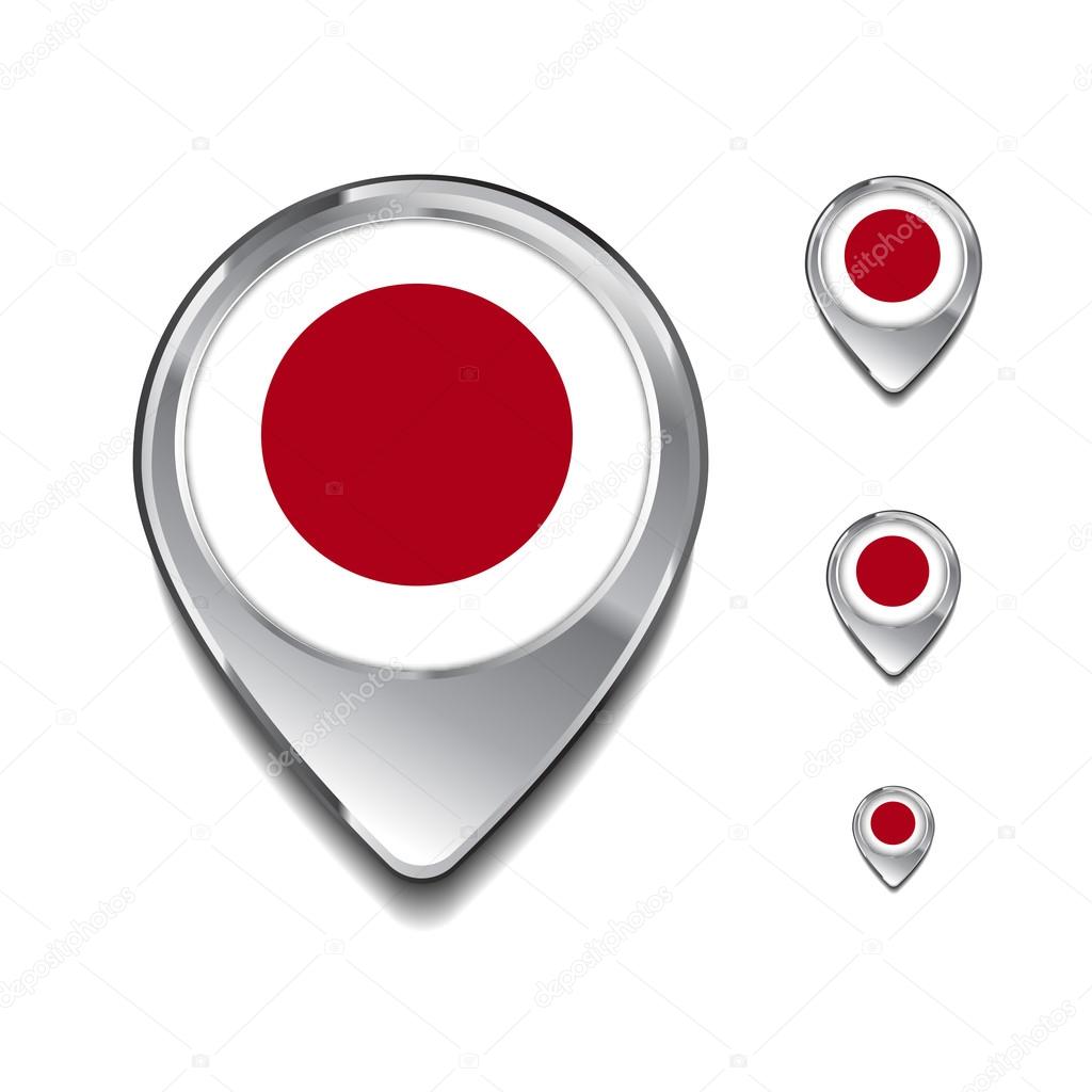 Japan flag map pins