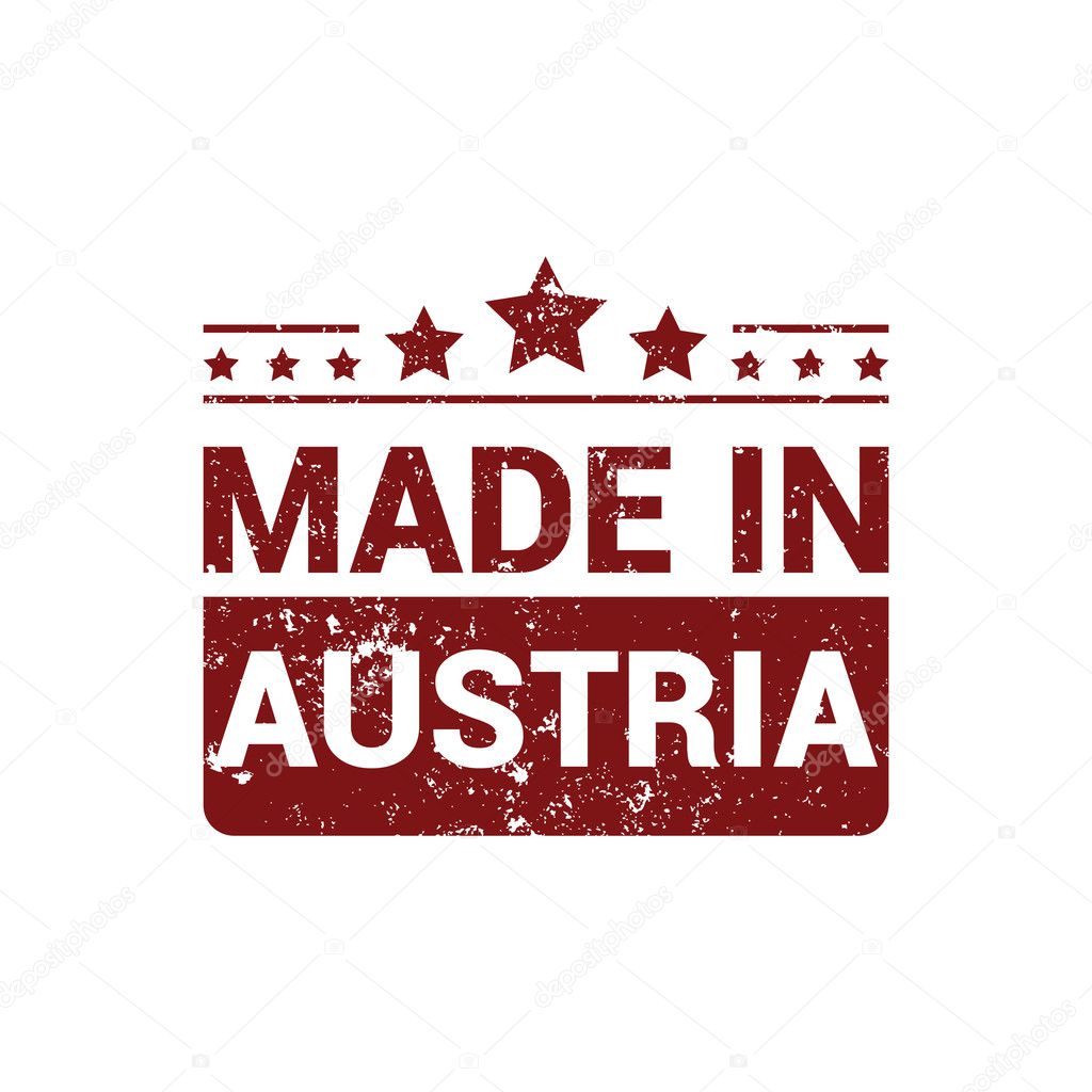 Made in Austria - Red rubber stamp design