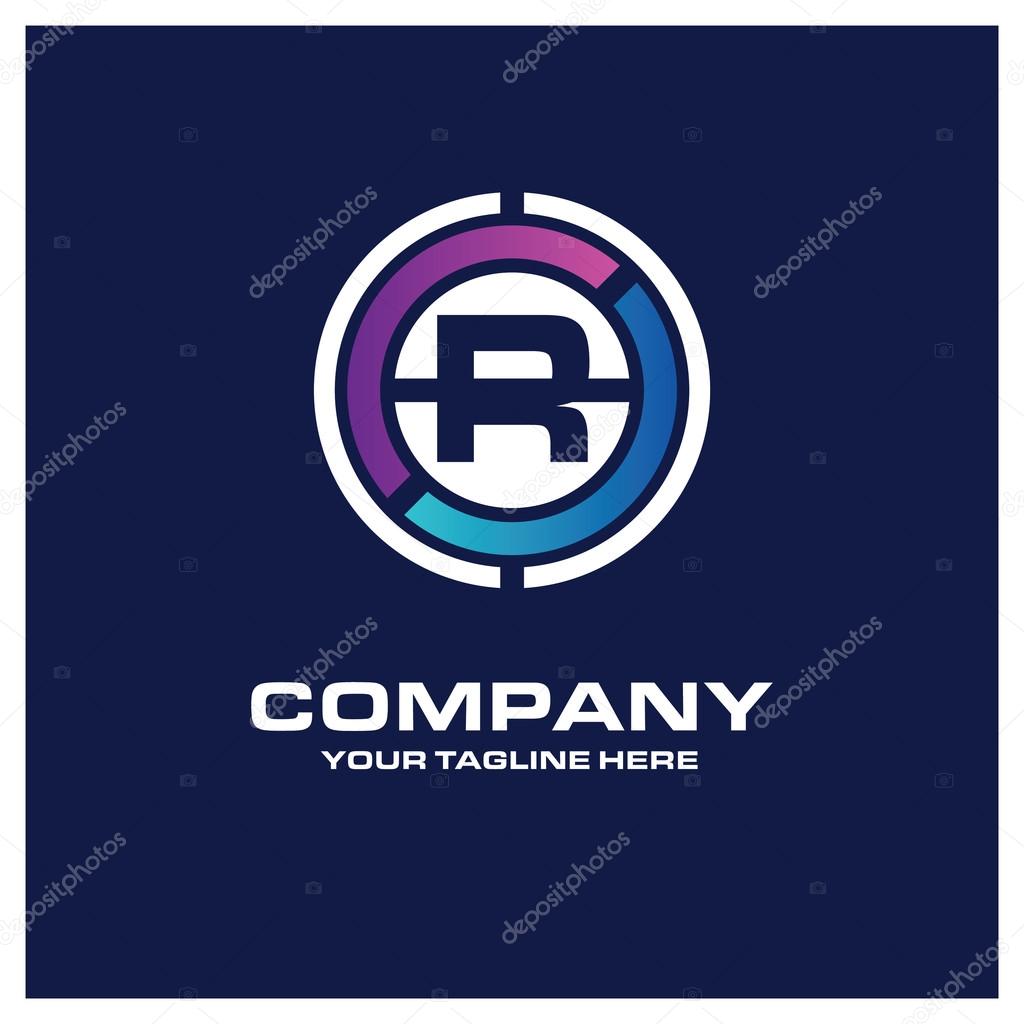 R Letter logo - Creative Circle Logo - Place for Company name and tag line . Business Icon - vector illustration