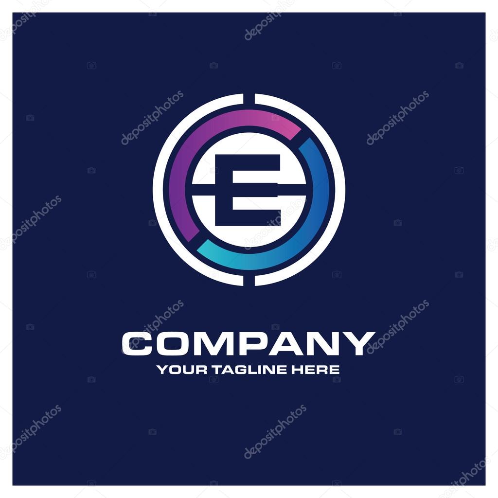 E Letter logo - Creative Circle Logo - Place for Company name and tag line . Business Icon - vector illustration