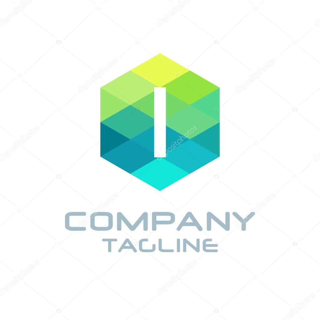 I Letter Logo Icon Hexagon Mosaic Pattern Design template Element - Creative Shape Polygonal logo design - Vector illustration