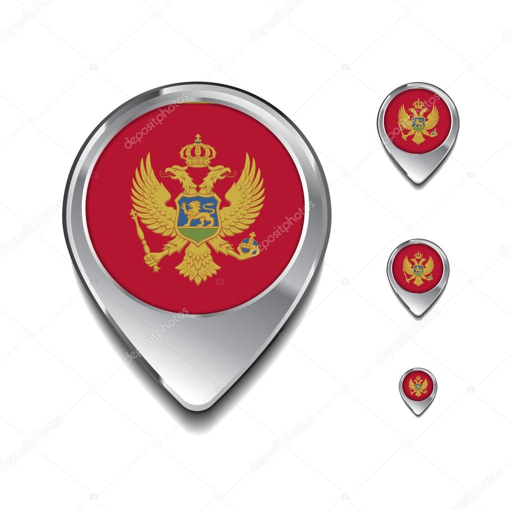 Montenegro flag map pins