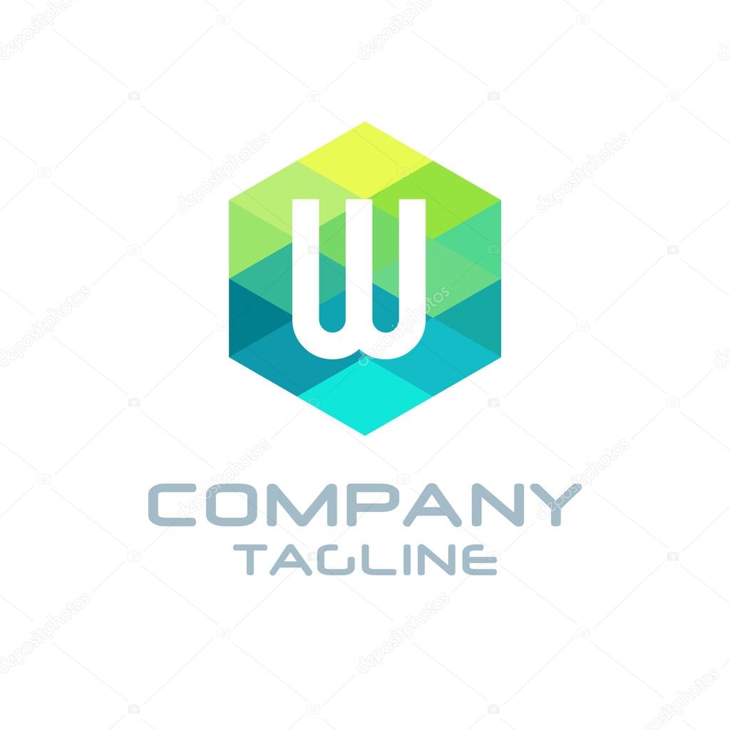 W Letter Logo Icon Hexagon Mosaic Pattern Design template Element - Creative Shape Polygonal logo design - Vector illustration