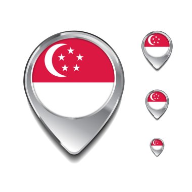 Singapore flag map pins