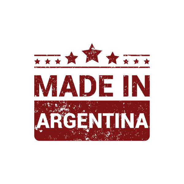 Made in Argentina. Red rubber stamp design