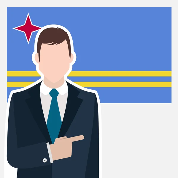 Homme d'affaires avec drapeau Aruba — Image vectorielle