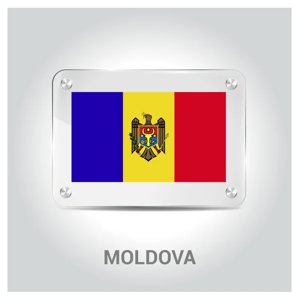 Placa de vidrio bandera de Moldova — Vector de stock