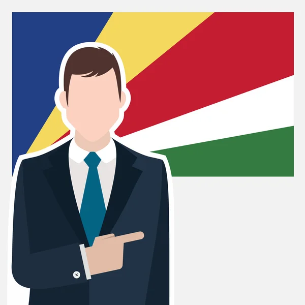 Homme d'affaires avec drapeau seychellois — Image vectorielle