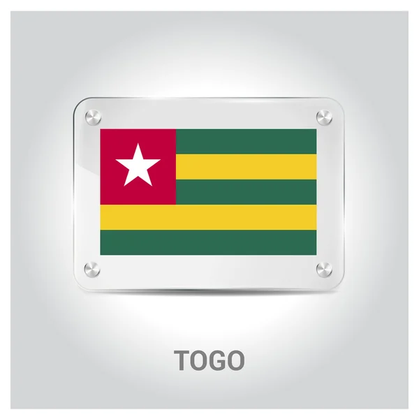 トーゴの国旗ガラス プレート — ストックベクタ