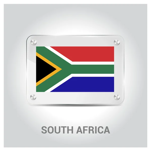 África do Sul placa de vidro bandeira — Vetor de Stock