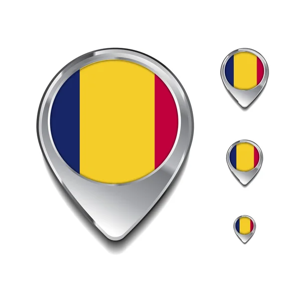 Rumäniens flagga karta pins — Stock vektor