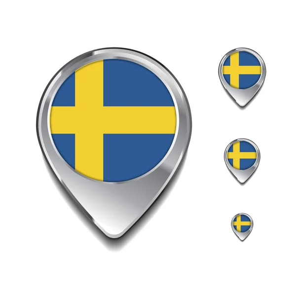 Stecknadeln in schwedischer Flagge — Stockvektor